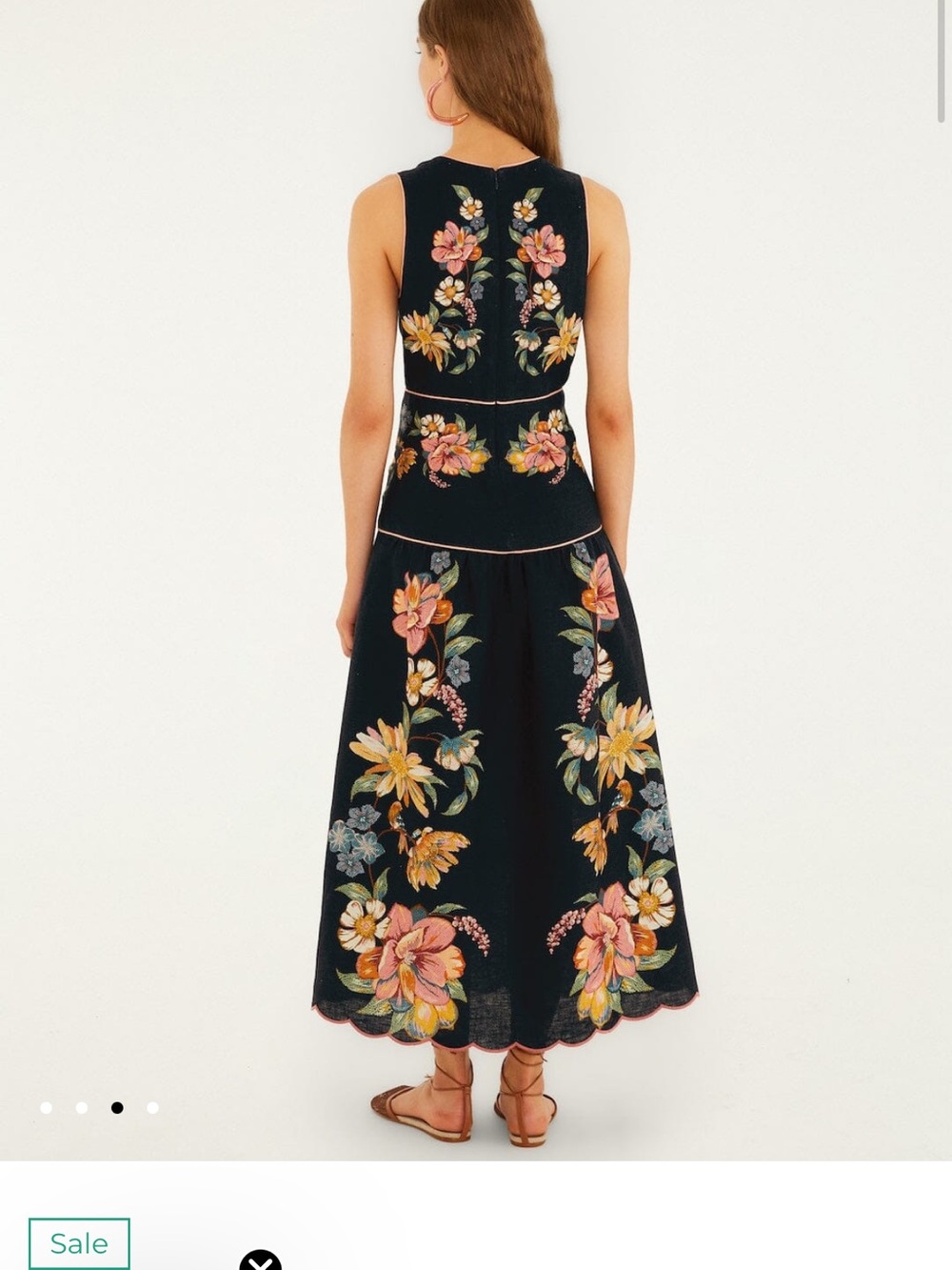 Dark Blue Maira Floral Linen Midi Dress from FARM Rio - Picture 3 of 4